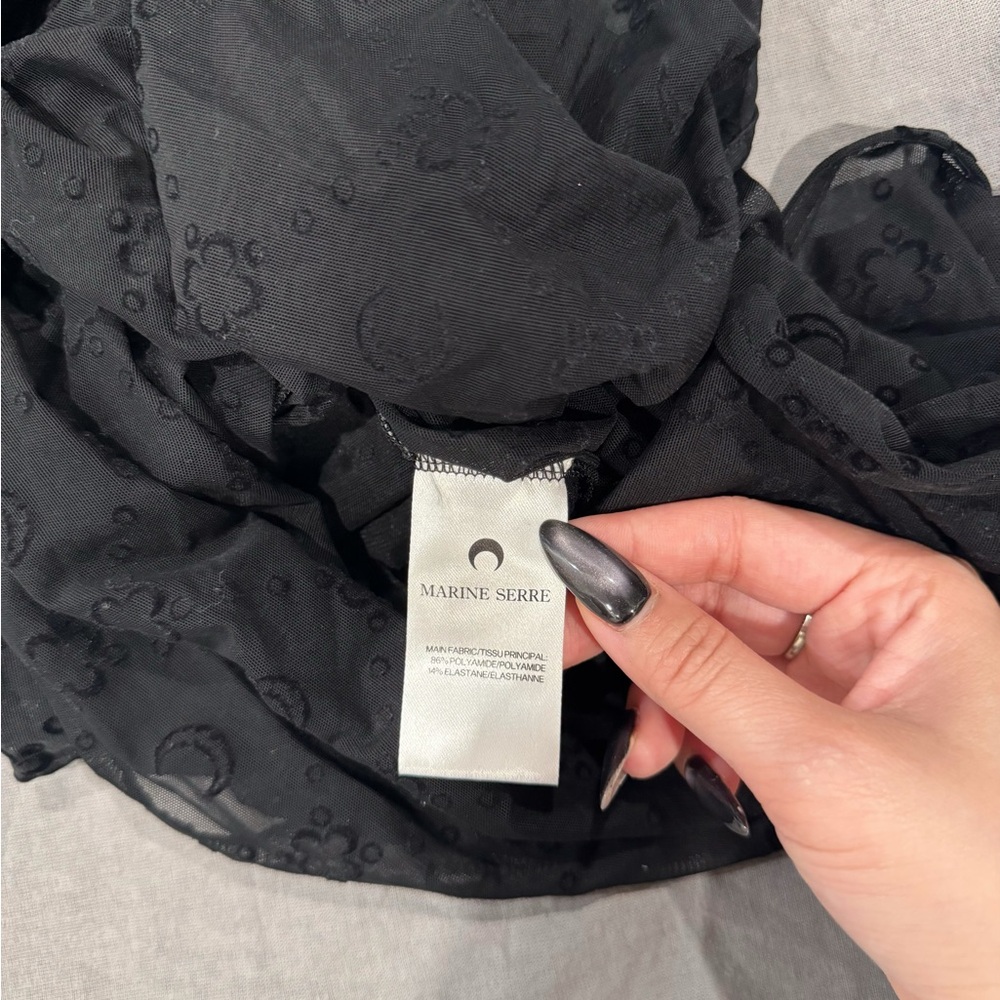 AUTHENTIC Marine Serre Black Monogram Mesh Flock Maxi Dress - Picture 4 of 6